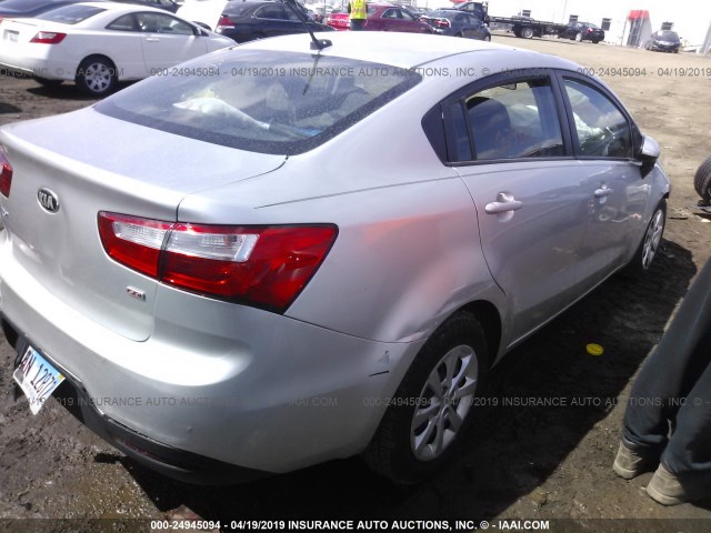 KNADM4A37E6374869 - 2014 KIA RIO LX SILVER photo 4