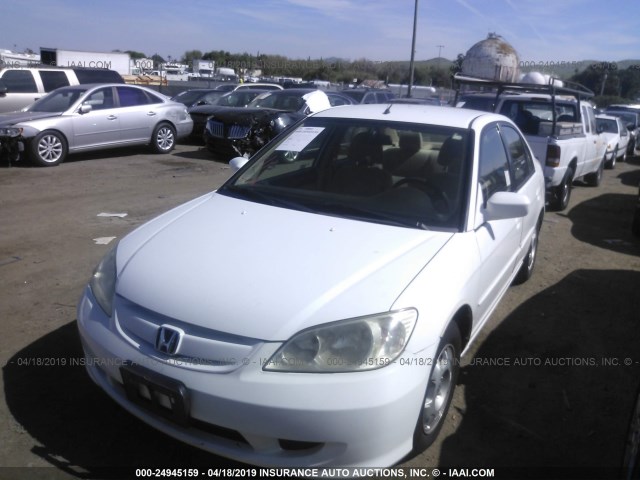 JHMES966X5S006107 - 2005 HONDA CIVIC HYBRID WHITE photo 2