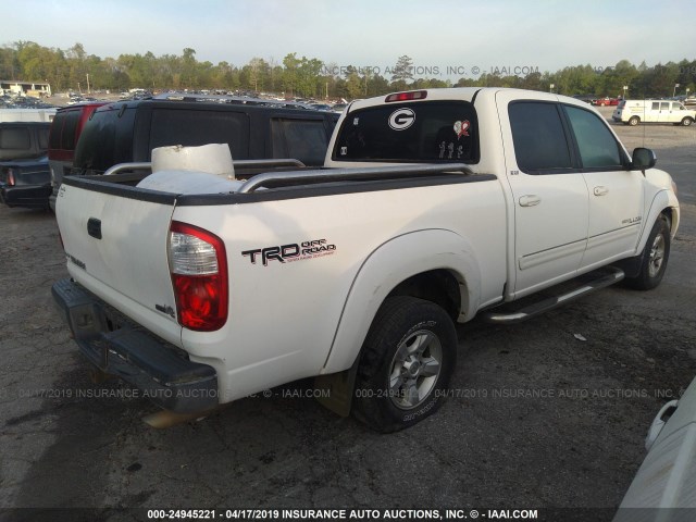 5TBET34115S491080 - 2005 TOYOTA TUNDRA DOUBLE CAB SR5 WHITE photo 4