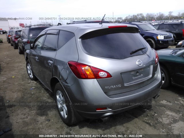 JN8AZ18U79W002205 - 2009 NISSAN MURANO S/SL SILVER photo 3