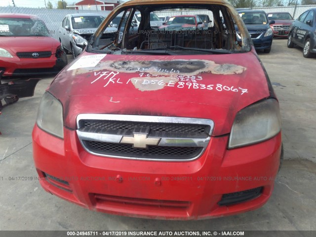 KL1TD56E89B358067 - 2009 CHEVROLET AVEO LS/LT RED photo 6
