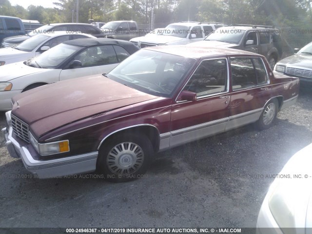1G6CD53BXP4209425 - 1993 CADILLAC DEVILLE RED photo 2