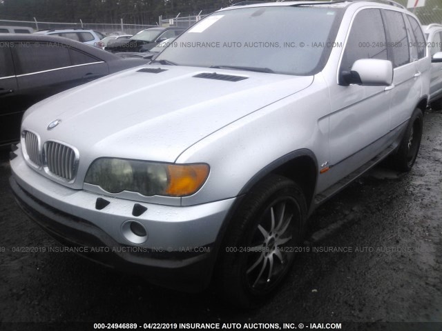 WBAFB33591LH13279 - 2001 BMW X5 4.4I SILVER photo 2