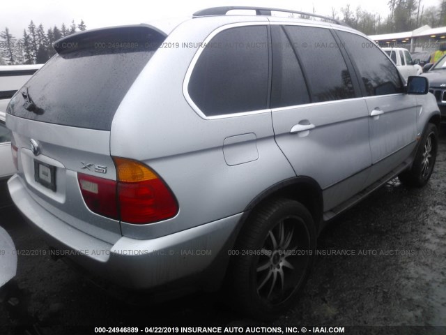 WBAFB33591LH13279 - 2001 BMW X5 4.4I SILVER photo 4