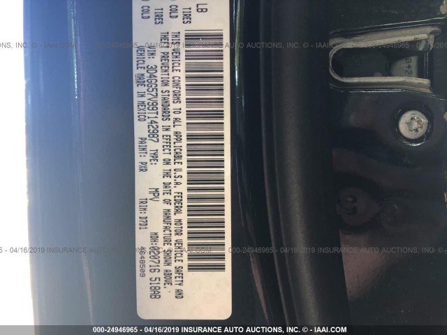 3D4GG57V99T142987 - 2009 DODGE JOURNEY SXT BLACK photo 9