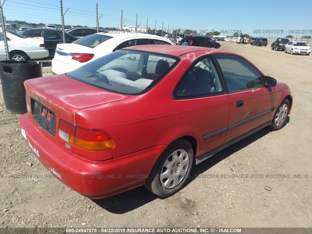 1HGEJ6122WL084336 - 1998 HONDA CIVIC DX RED photo 4