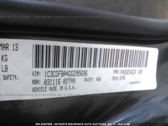 1C3CDFBA4DD295696 - 2013 DODGE DART SXT GRAY photo 9