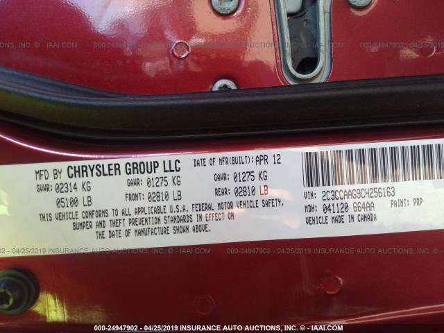 2C3CCAAG9CH256163 - 2012 CHRYSLER 300 RED photo 9