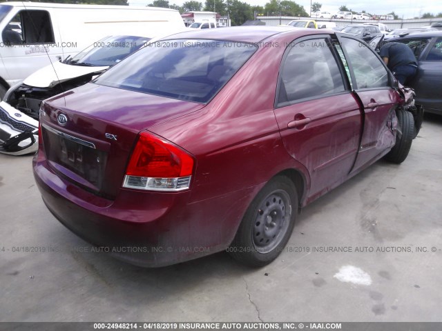 KNAFE121685525325 - 2008 KIA SPECTRA EX/LX/SX RED photo 4