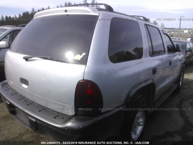 1B4HS38N72F160114 - 2002 DODGE DURANGO SPORT/SXT SILVER photo 4