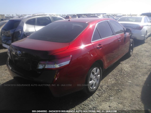 JTNBF3EK4A3004874 - 2010 TOYOTA CAMRY SE/LE/XLE RED photo 4