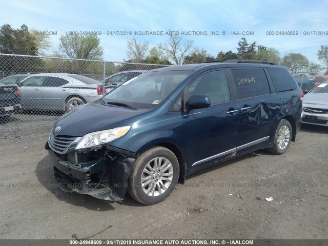 5TDYK3DCXCS246882 - 2012 TOYOTA SIENNA XLE/LIMITED BLUE photo 2