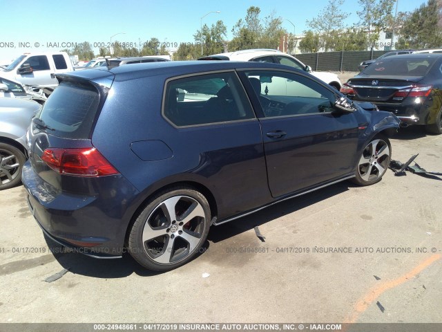 3VWYT7AUXGM017462 - 2016 VOLKSWAGEN GTI S/SE Dark Blue photo 4