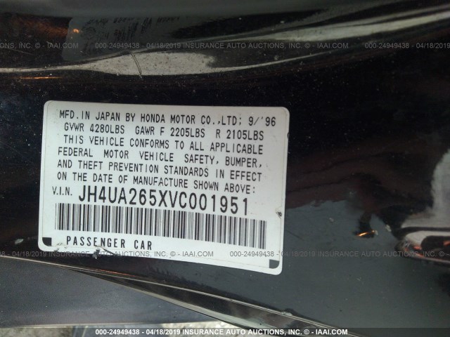 JH4UA265XVC001951 - 1997 ACURA 2.5TL BLACK photo 9