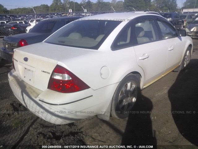 1FAHP25166G168419 - 2006 FORD FIVE HUNDRED LIMITED WHITE photo 4