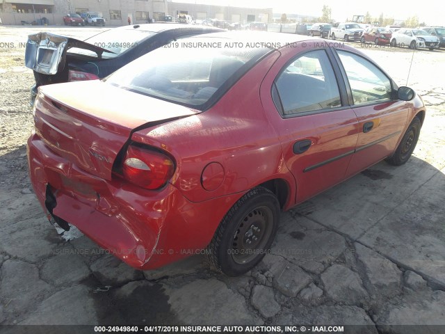 1B3ES26C14D606856 - 2004 DODGE NEON SE RED photo 4