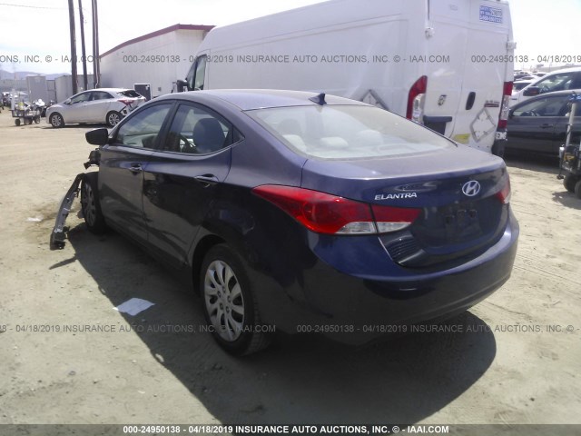 5NPDH4AE6BH013322 - 2011 HYUNDAI ELANTRA GLS/LIMITED BLUE photo 3