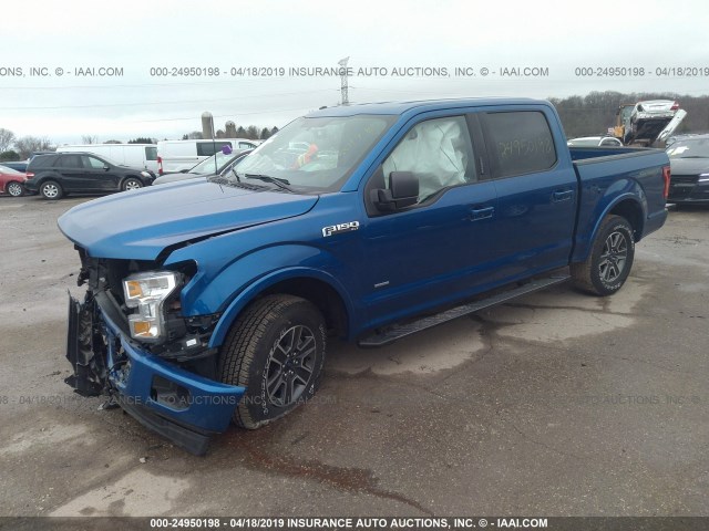 1FTEW1EP5HFB19395 - 2017 FORD F150 SUPERCREW BLUE photo 2