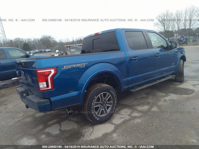 1FTEW1EP5HFB19395 - 2017 FORD F150 SUPERCREW BLUE photo 4