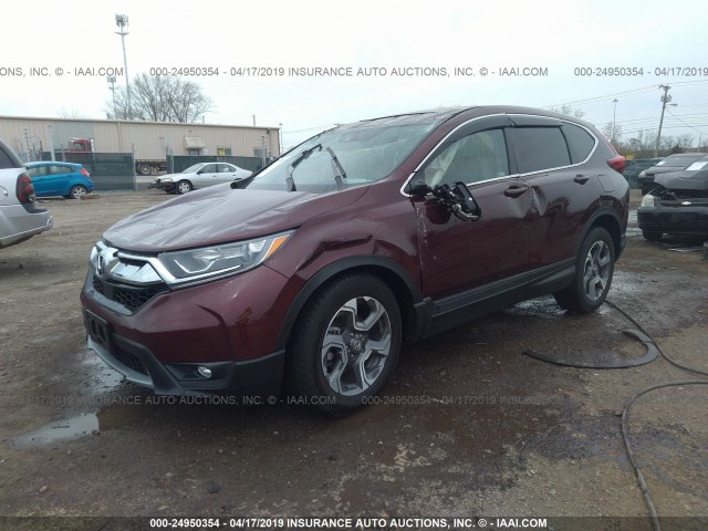 7FARW2H80JE021823 - 2018 HONDA CR-V EXL MAROON photo 2