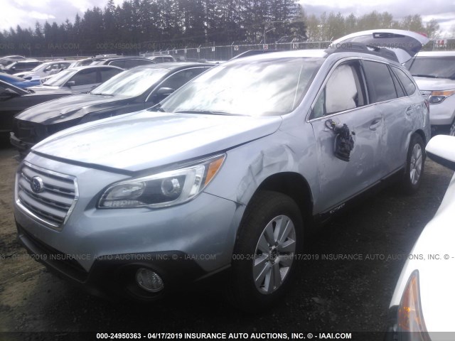 4S4BSACC6F3353182 - 2015 SUBARU OUTBACK 2.5I PREMIUM Light Blue photo 2