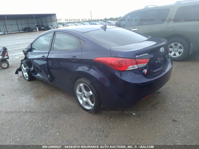 5NPDH4AEXDH442840 - 2013 HYUNDAI ELANTRA GLS/LIMITED BLUE photo 3