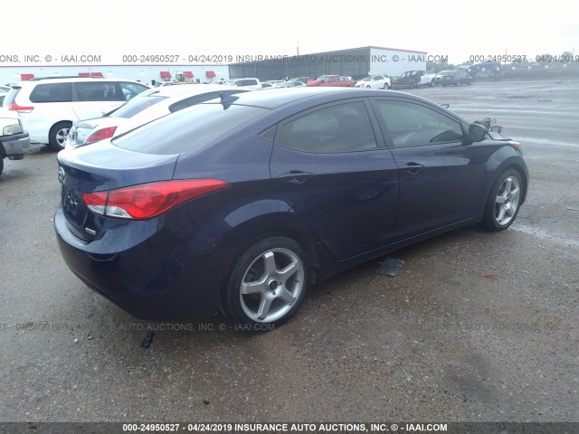 5NPDH4AEXDH442840 - 2013 HYUNDAI ELANTRA GLS/LIMITED BLUE photo 4