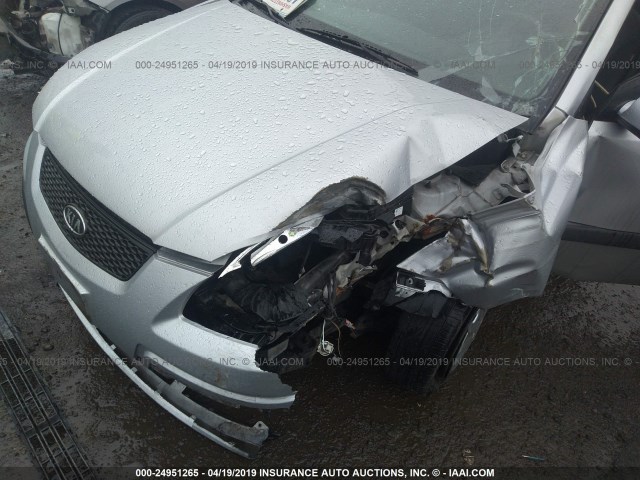 KNADE223496442258 - 2009 KIA RIO LX/SX SILVER photo 6