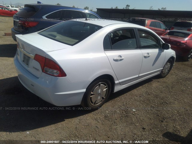 JHMFA3F28AS003556 - 2010 HONDA CIVIC HYBRID WHITE photo 4