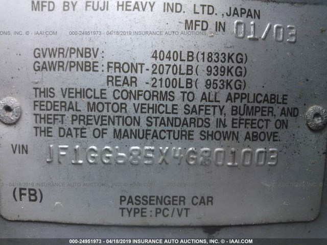 JF1GG685X4G801003 - 2004 SUBARU IMPREZA OUTBACK SPORT GRAY photo 9