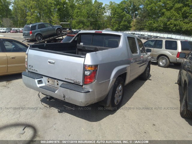 2HJYK16566H568565 - 2006 HONDA RIDGELINE RTL SILVER photo 4