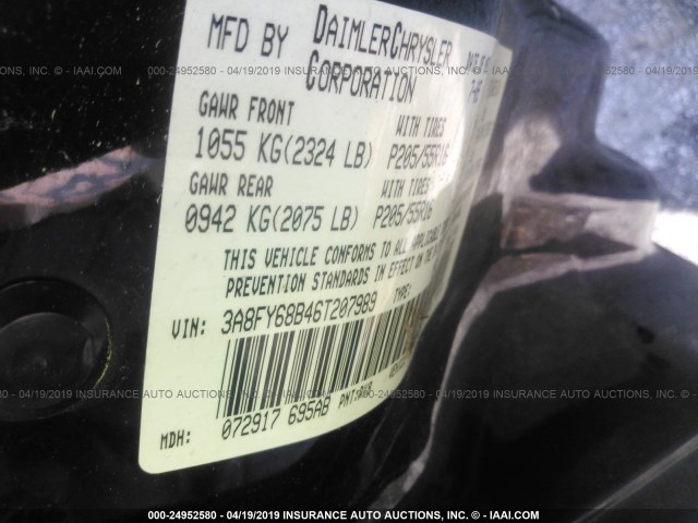 3A8FY68B46T207989 - 2006 CHRYSLER PT CRUISER LIMITED BLACK photo 9