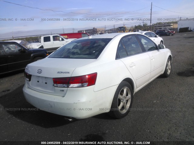 5NPEU46F57H286485 - 2007 HYUNDAI SONATA SE/LIMITED WHITE photo 4