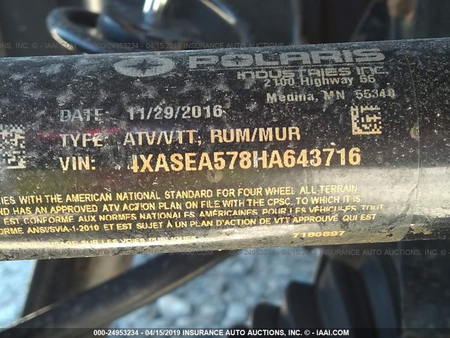 4XASEA578HA643716 - 2017 POLARIS SPORTSMAN 570 GREEN photo 10