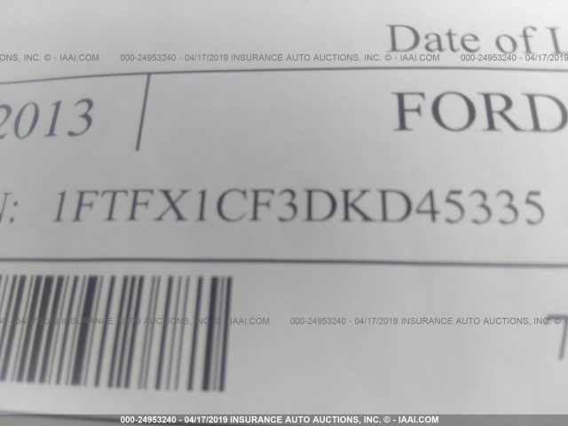 1FTFX1CF3DKD45335 - 2013 FORD F150 SUPER CAB WHITE photo 9