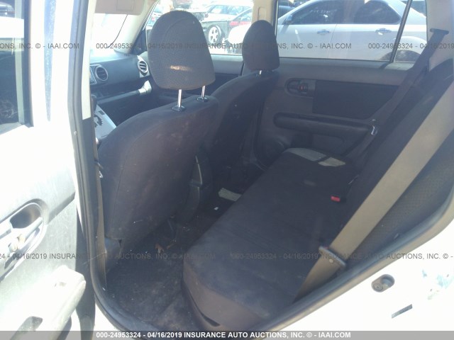 JTLKE50E581013047 - 2008 TOYOTA SCION XB WHITE photo 8