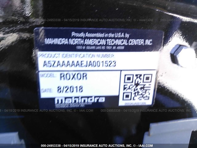 A5ZAAAAEJA001523 - 2018 MAHINDRA 2 SEATER  BLACK photo 9