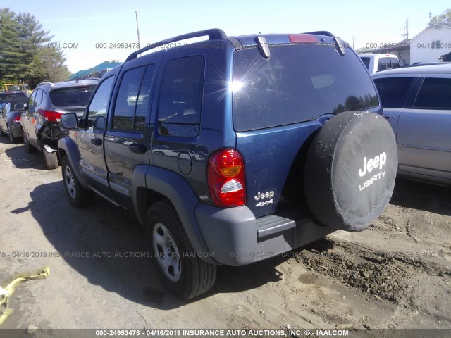 1J4GL48K83W578524 - 2003 JEEP LIBERTY SPORT/FREEDOM BLUE photo 3