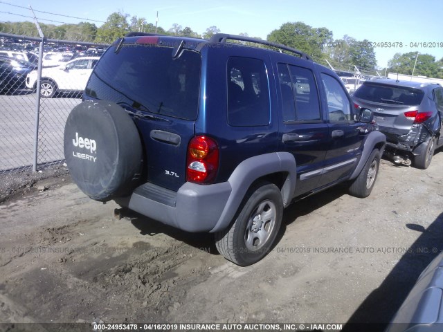 1J4GL48K83W578524 - 2003 JEEP LIBERTY SPORT/FREEDOM BLUE photo 4