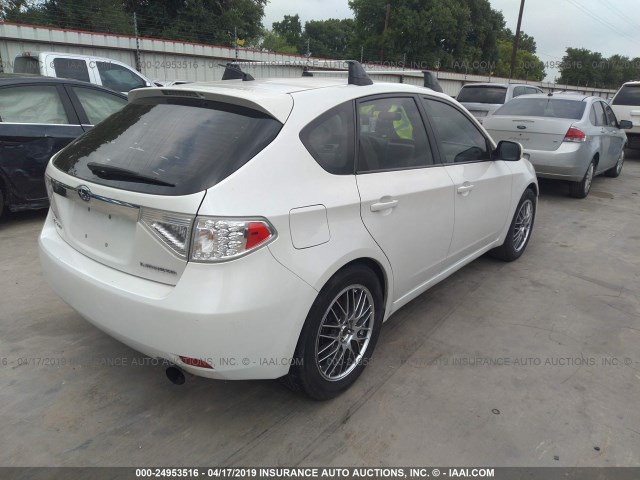 JF1GH61659G817603 - 2009 SUBARU IMPREZA 2.5I WHITE photo 4