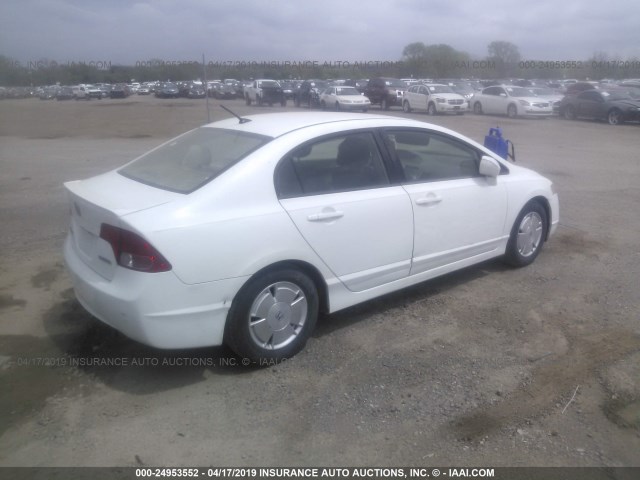 JHMFA36267S002155 - 2007 HONDA CIVIC HYBRID WHITE photo 4