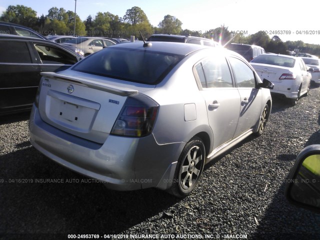 3N1AB6AP6CL656579 - 2012 NISSAN SENTRA 2.0/2.0S/SR/2.0SL SILVER photo 4