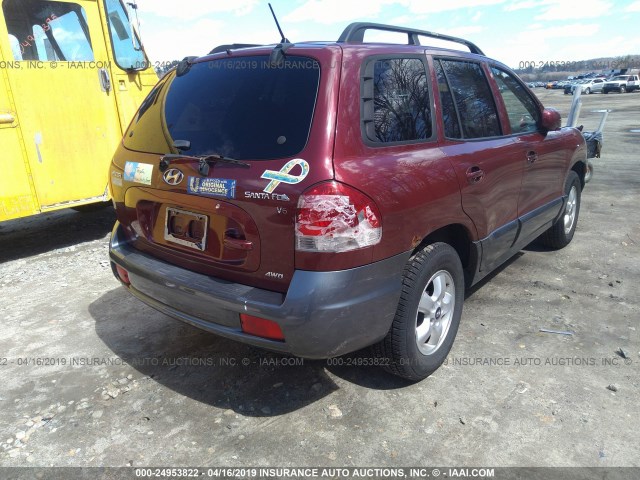 KM8SC73D95U930269 - 2005 HYUNDAI SANTA FE GLS/LX RED photo 4