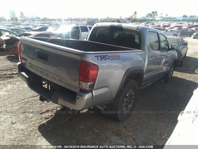 3TMCZ5AN0HM076627 - 2017 TOYOTA TACOMA DBL CAB/SR/TRDSPT/OR/PRO ნაცრისფერი ფოტო 4