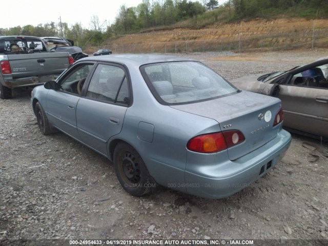 1NXBR12E01Z458267 - 2001 TOYOTA COROLLA CE/LE/S BLUE photo 3