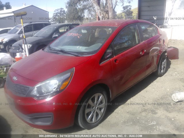 KNADM4A30D6250814 - 2013 KIA RIO LX RED photo 2