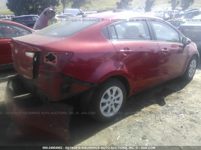 KNADM4A30D6250814 - 2013 KIA RIO LX RED photo 4