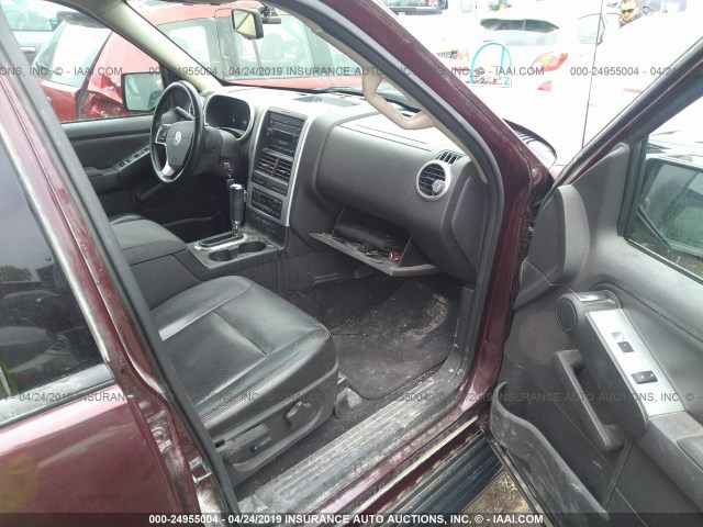 4M2EU47E77UJ19602 - 2007 MERCURY MOUNTAINEER LUXURY BURGUNDY photo 5