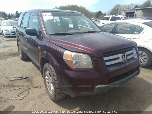 2HKYF18187H537796 - 2007 HONDA PILOT LX PURPLE photo 1