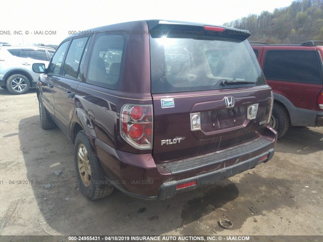 2HKYF18187H537796 - 2007 HONDA PILOT LX PURPLE photo 3